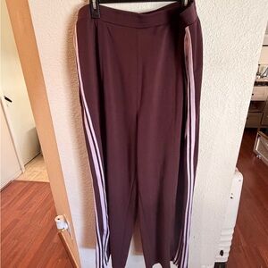 Plum Track Pants with Light Purple Stripes